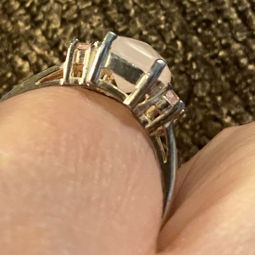 VTG 925 10 NV Sterling Silver Avon Rose Quartz And Pink CZ size 10 - Picture 4 of 6